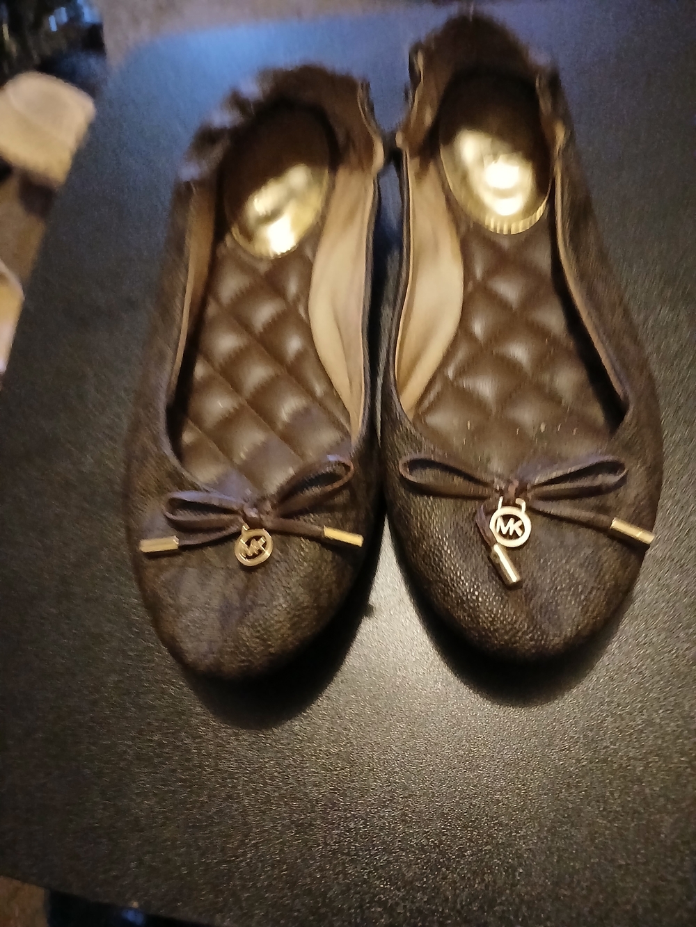 Michael Kors Brown MK Logo Ballet Flats Size 7 Very Good Condition